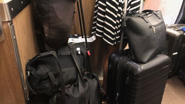 luggage on train