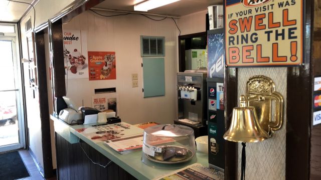 Getting a burger at A&W.