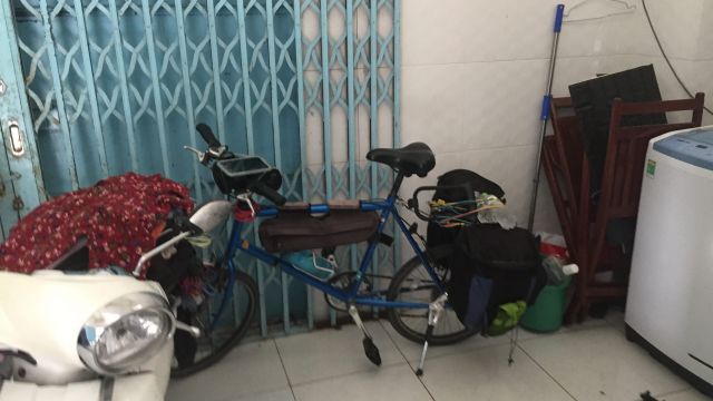 bicycle in laundry room