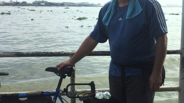 Paul and bicycle on ferry