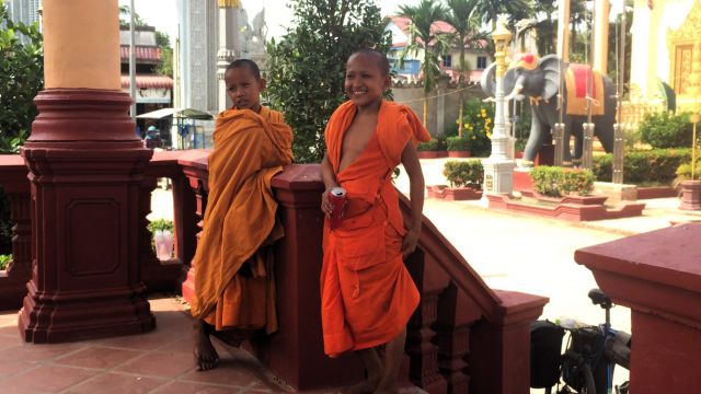two young acolyte boys in temple