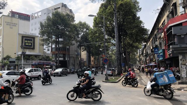 A busy street corner in Saigon.