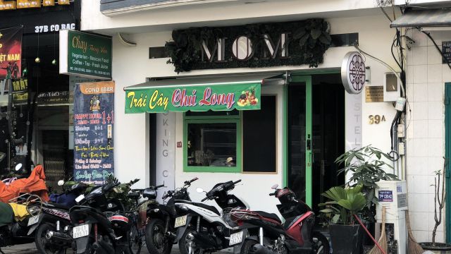 M.O.M Hostel and Cafe in Ho Chi Minh City. Dorm-style rooms and shared bathroom. But the place is clean, the staff are friendly and a simple breakfast was included. Highly recommended. And there is a cooking school on the first floor.