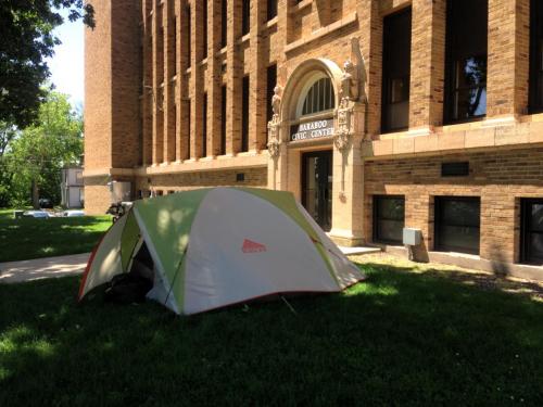 tent in front of Baraboo Civic Center