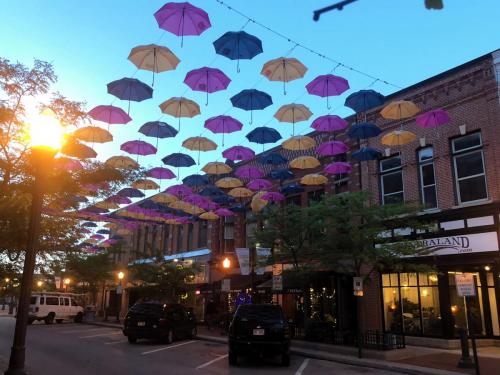 umbrellas above the square Wausau