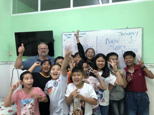 Paul with a class of elementary school scholars.